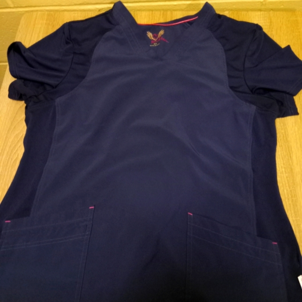Smitten navy blue scrub top XL